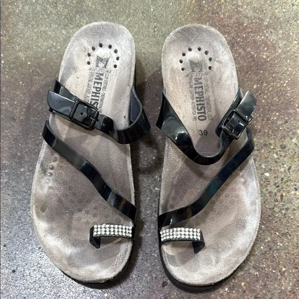 Mephisto Black Sandals Comfortable Slip-On